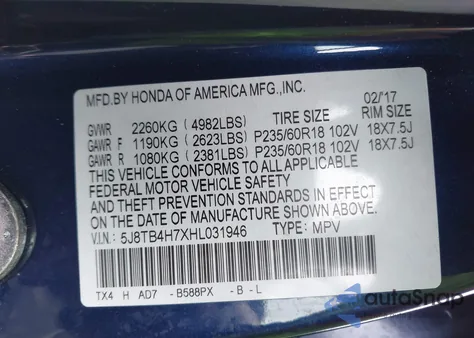 2017 Acura Rdx Advance Package из США, поврежденный, VIN 5J8TB4H7XHL031946